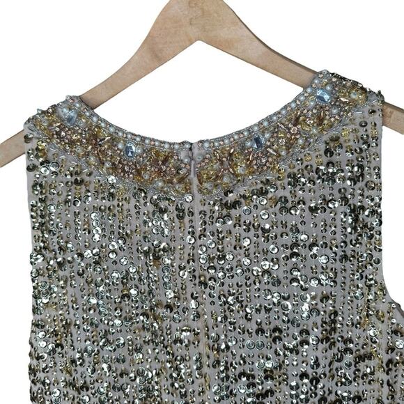 Mac Duggal Gold Embellished Sleeveless High Neck Midi Dress 2 - Picture 5 of 12